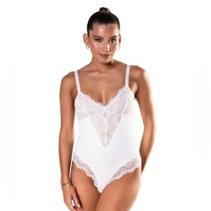 NWT Hey Shape White Bodysuit With Lace Detail